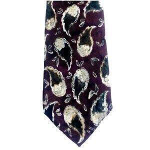 Robert Talbott Tie Best of Class Italy Purple Hand Sewn Bird Wings Feather Leaf